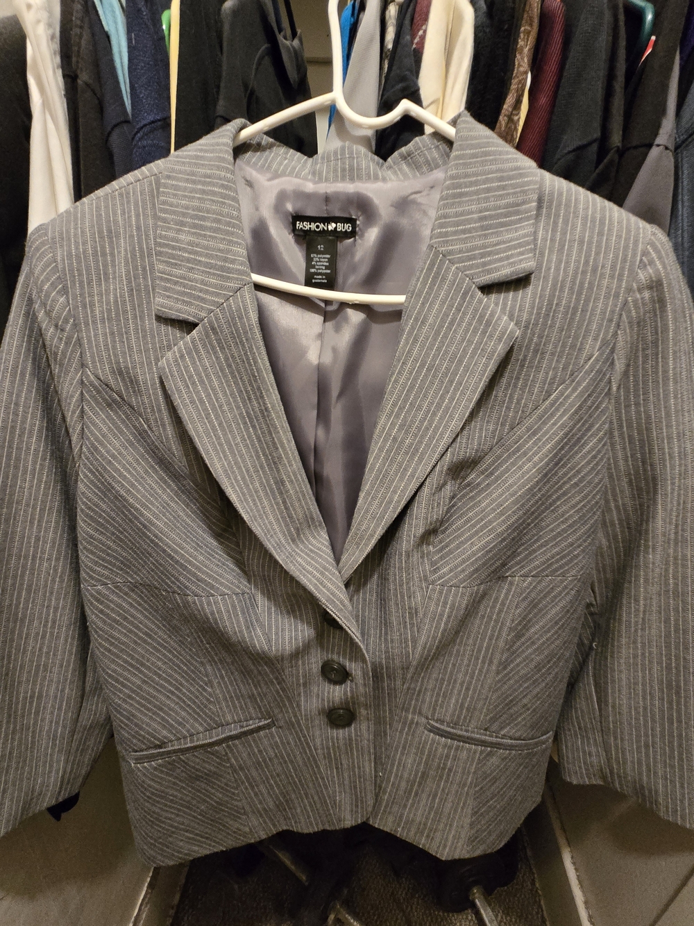 Fashion Bug Gray Pinstripe Blazer